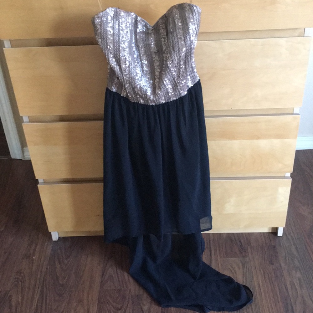 Prom Sale!  2B Bebe beaded cocktail dress, long back flowy tail